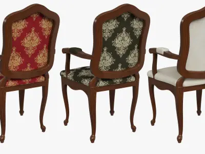 Classic chair with armrests 01 3D model