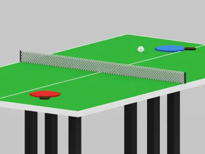 Voxel Ping Pong Table  Low-poly 3D model