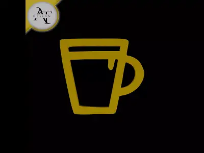 Simple Coffee Cup Symbol - 2D Art Free 3D print model shop