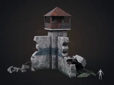 Prison tower Low-poly 3D model