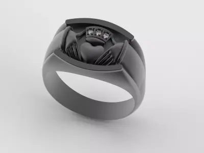 Men Claddagh Ring Hands Heart Loyalty 3D print model