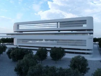 Modern Building V01 3D model