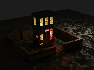 3D building Low-poly 3D model