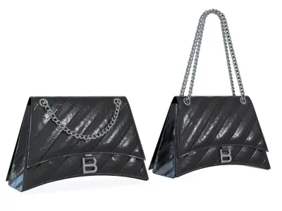 Balenciaga Crush Medium Chain Bag Quilted Black Low-poly 3D model