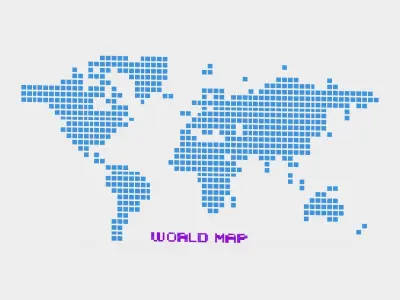 Pixel World Map Low-poly 3D model