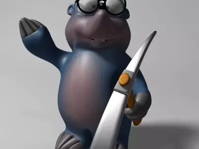 Cartoon mole rigged Low-poly 3D model