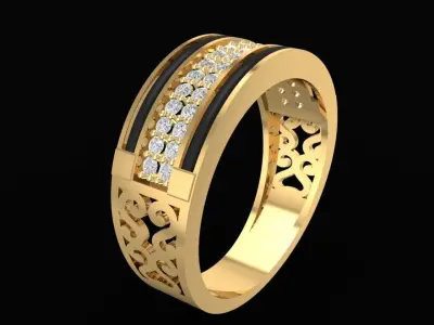 Luxury Double Row Diamond Band Ring for Men 1491 3D print model
