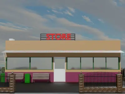 Store With Parking Free Market Free 3D model
