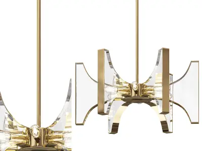 Genesis Acrylic and Antique Brass 8 Light Chandelier 3D model