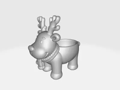 Adorable Reindeer Planter Cute Holiday Deer Pot Christmas Desk  3D print model