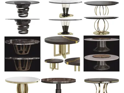 Coffee and Side table low poly 3d model collection Low-poly 3D model