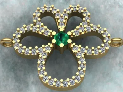 Diamond Clover Golden Necklace or Bracelet 3D print model