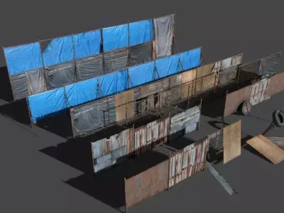 Fences pack Low-poly 3D model