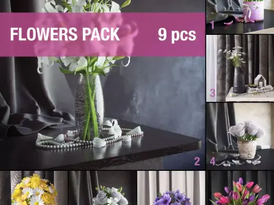 Flowers pack 3D model