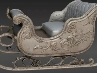 Christmas Sleigh 3D Model Elegant Holiday Sleigh 3D model