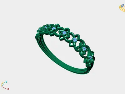 Women Ring Diamond Stone STL 3DM Lightweight Printable 3D print model 22