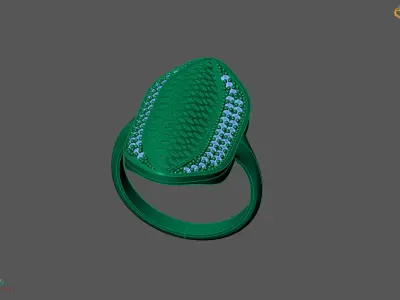 Women Ring With Stone Diamond Ready STL 3DM Models Womens Rings 3D print model 17