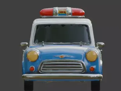 Cartoon Police Car 3D Model Low-poly 3D model
