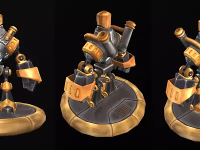 Handpainted Steampunk Robo Detail Free low-poly 3D model