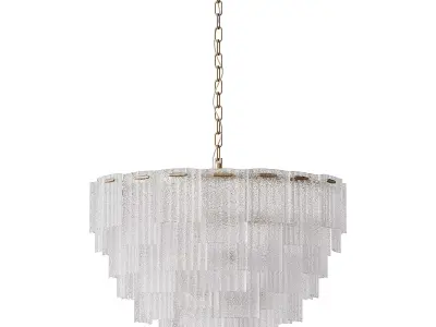 Round pendant chandelier made of ribbed glass light 3D model