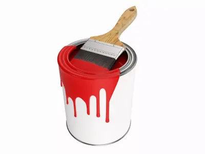 Paint bucket opened with brush 02 3D model