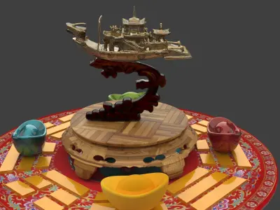 Chinese dragon boat figure  3D model