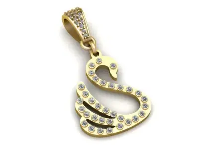 Swan Pendant  Elegant Diamond Studded 3D Printable Jewelry 3D print model