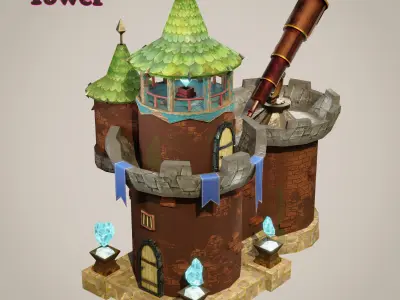 Low-poly Fantasy Towers Low-poly 3D model