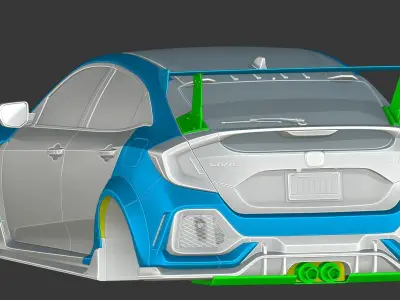 HONDA CIVIC TYPE-R VARIS ARISING 2 Low-poly 3D model