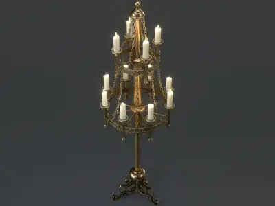 Candle Stand Holder - Game Ready Low-poly 3D model