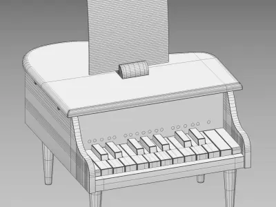 Zara Childrens wooden toy piano 3D model