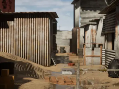 Village Of Corrugated Galvanized Iron Low-poly 3D model