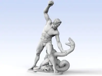 Louvre Hercules fighting Achelous adapted to 3D printing 3D print model
