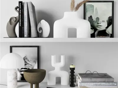 Decorative set vases on shelves for sims 3D Model Collection