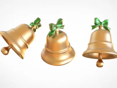 Christmas Bells Realistic Holiday Decoration Asset 002 Low-poly 3D model