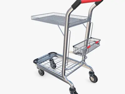 Shopping cart v10 Low-poly 3D model