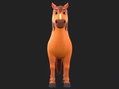 Horse Cartoon Low-poly 3D model