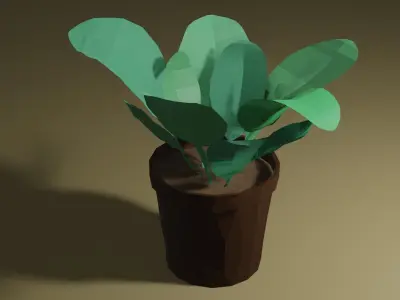 Low Poly Stylized Pot Plants 3D model Free low-poly 3D model