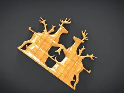 Wall decoration with deer motif Low-poly 3D model