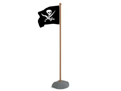 Low Poly Seamless Animated Pirate Flag Low-poly 3D model