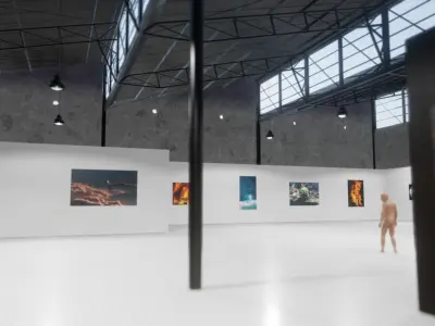 Virtual Gallery and Showroom with collisions Fixed Low-poly 3D model