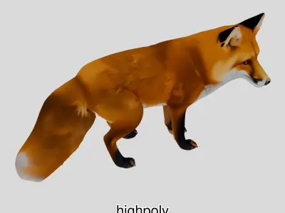 Realistic Red Fox 3D Model with High PBR Textures Low-poly 3D model