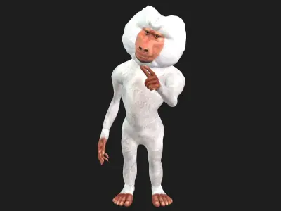 Toon Baboon with Animation 3D model