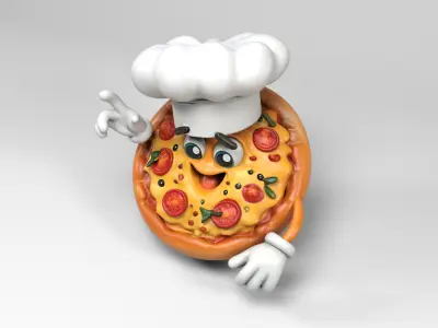 Pizza character 2 Low-poly 3D model