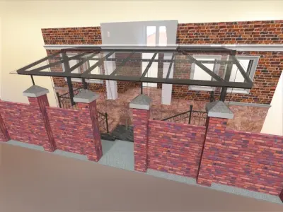Glazed veranda with doors and glass visor 3D model