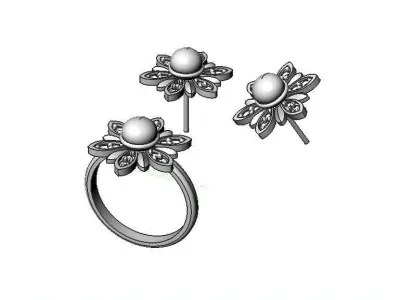 jewelry set  Flowers 3D print model