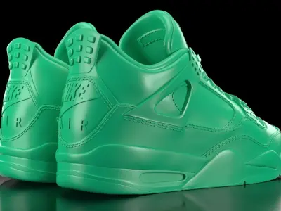 Air Jordan 4 with flat sole bottom 3D print model