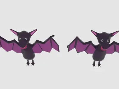  Cartoon Bat  Low-poly 3D model