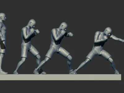 boxing boxer fighter 3d printable model stl multi poses 3D print model