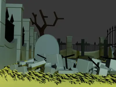Graveyard low poly Free 3D model